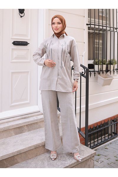 SAHRA BUTİK Κοστούμι - Κρεμ - SAHRA BOUTIQUE
