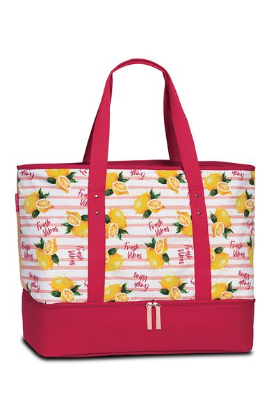 Fabrizio Geantă de plajă termoizolantă F50409, 50 / 58 x 43 x 20 cm, Poliester, Fuchsia