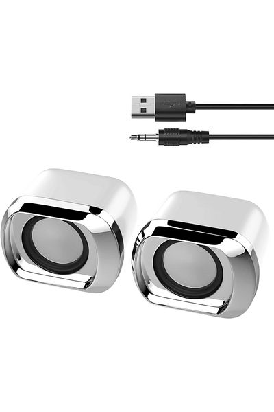 Choice white Computer Speaker - Compact and Delicate Laptop Speakers with Volume Control and 3.5 Mm Audio P