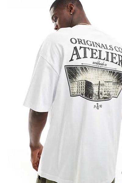 The Champ Clothing Ανδρικό μπλουζάκι μεγάλου μεγέθους 100% βαμβακερό λευκό oversize καλοκαίρι