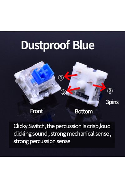 GGBEE 10pcs Dustproof Blue Outemu Switch for Keyboard 3Pin Dustproof Linear Tactile Clicky Silent Switches