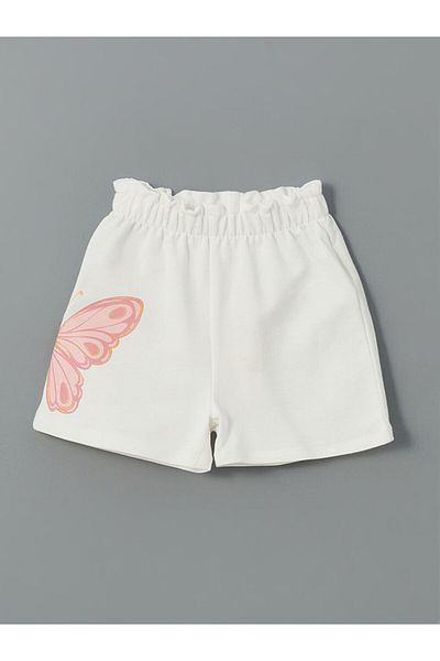 LC Waikiki New Season Elastic Waist Butterfly Printed Girls' Shorts - S5I966Z1