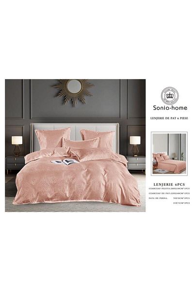 Sonia-home 6-piece satin cotton underwear – Sonia Home Damascus Rose Peach
