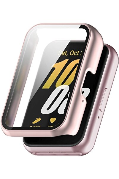 Choice جراب غير لامع باللون الوردي الذهبي لهاتف Samsung Galaxy Fit3 بإطار حماية من البولي كربونات مع زجاج مقسّى مدمج