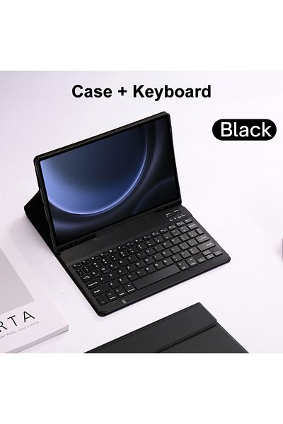 Choice حافظة لوحة مفاتيح إنجليزية سوداء لجهاز Samsung Galaxy Tab S9 FE مقاس 10.9 بوصة ولوحة مفاتيح بلوتوث قابلة للفصل