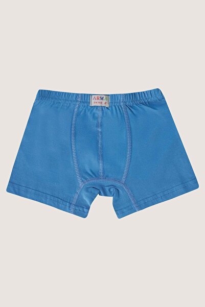 Arma Yıldız Boy's Cotton Soft and Flexible Lycra Boxer 3 Pcs Navy Blue Gray Blue