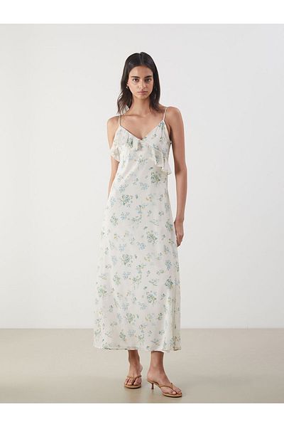 LC Waikiki Νέα σεζόν V λαιμόκοψη Floral Sifon φόρεμα - S5MM47Z8