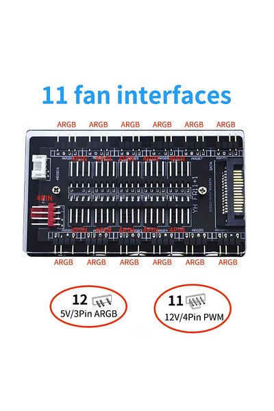 Choice FH-11 HUB TEUCER 11/16 ARGB PWM FAN HUB 4Pin PWM 5V 3PIN ARGB Fan HUB Multi Way Splitter Adapter PC