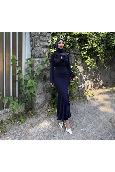 ENSA TESETTUR Φόρεμα Erva Stone Navy Blue