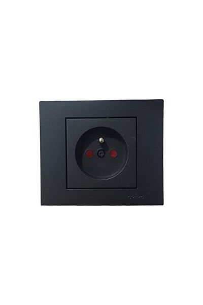OVİVO Ovivo Grano Metallic Black Ups Grounded Socket Child.K. (Product Is Frameless)
