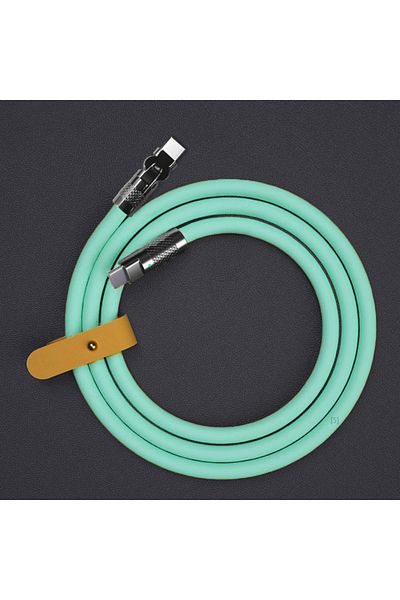 Choice 1m green 120w 6a Super Fast Charge Type C Silicone 180 ° rotating elbow TYPE-C-C data cable 1M 2M Us