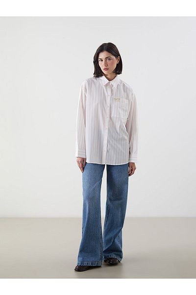 LC Waikiki New Season Striped Oversize Poplin Women's Shirt Tunic - S5Mp90Z8