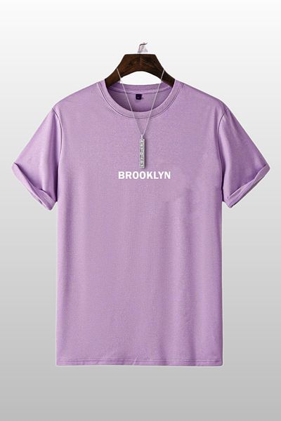 MODAGEN Unisex Brooklyn Printed 2 Pack Πορτοκαλί-λιλά μπλουζάκι