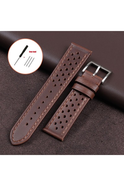 Choice 20mm Dark Brown 18mm 20mm 22mm Vintage Genuine Leather Strap Men Women...