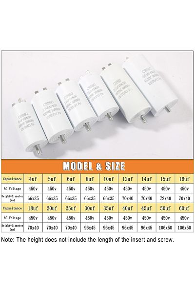 Choice 60uf Cbb60 Starting Capacitor 450v Double Insert Electric Replacement Motor Run Capacitors With Scre