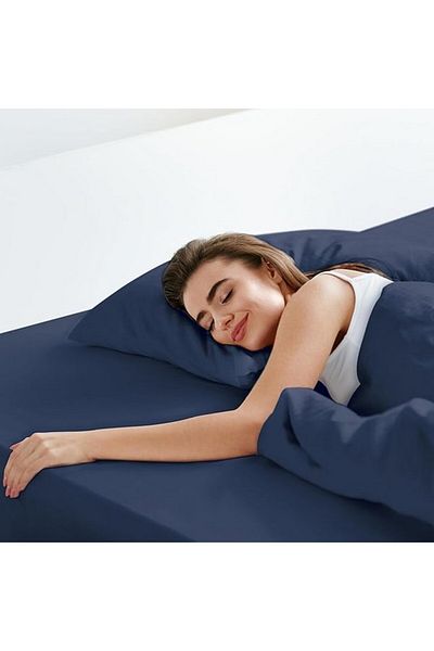 LuxClub Bed sheet, navy blue, 160X200 cm, made of 100% jersey cotton with a mattress height of 30 cm, LuxClub