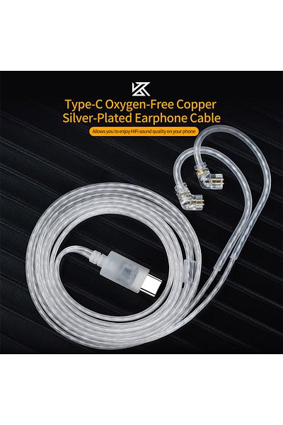 Choice Type-C Silver NO MIC KZ Earphone Cable Silver plated upgrade cable Headphones wire Type-C 2PIN 0.75m