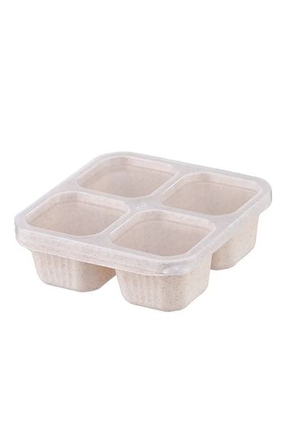 Choice 1 4 Beige 4 Grid Snack Containers Reusable Meal Prep Lunch Containers Portable for Kids and Adults H