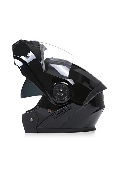 Choice خوذة سباق موتوكروس مزدوجة العدسات سوداء لامعة M، قابلة للطي، للرجال