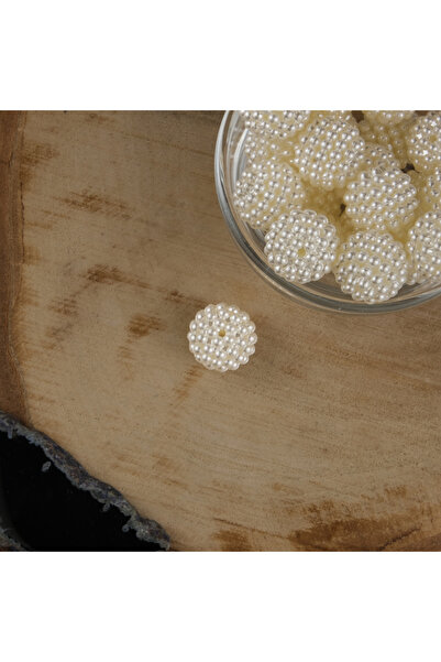 Prestij Boncuk Böğürtlen Krem Plastik İnci 16 mm 500 Gram