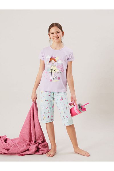 LC Waikiki Set pijamale pentru fete cu gât crew pentru sezon nou - S5FK85Z4