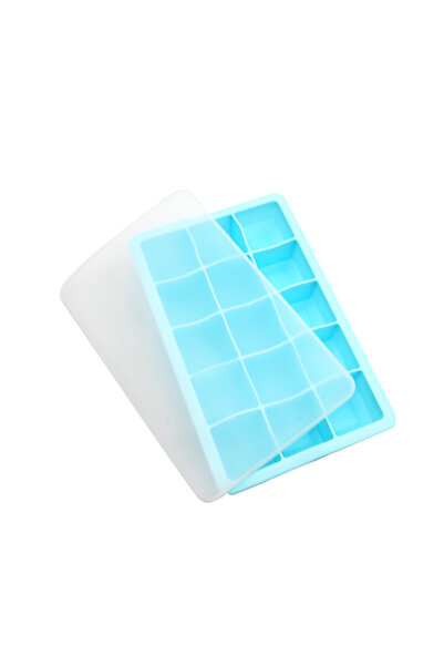 Choice قالب ثلج من السيليكون أزرق 15 شبكة شبكية إبداعية للمنزل DIY مع غطاء قا...