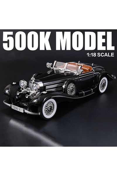 Choice Black Large Scale 1:18 Benz 500K Classic Car Model Toy Shock Absorption Music Light Doors Opened Ret