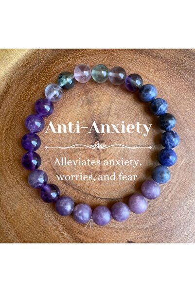 Choice سوار كريستالي مضاد للقلق والتوتر، مصنوع من حجر السوداليت والفلوريت وال...