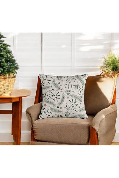 ASDİVA Feather Pattern White Digital Printing Decorative Throw Pillow Case 43X43