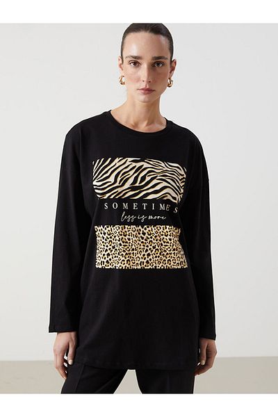 LC Waikiki New Season Crew Neck Leopard Patterned Women's Tunic - S5Jg53Z8
