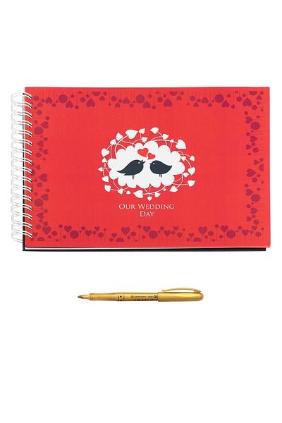 OEM Album foto / Guestbook Caiet marturii Flower pentru nunta, format A4 landscape, pix inclus
