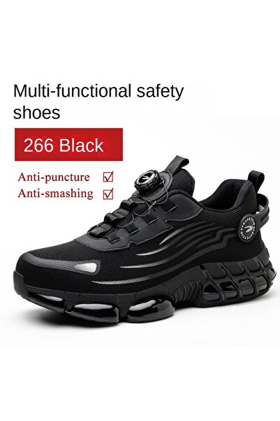 Choice17 46 266 Black Men's Steel Toe Work Sneakers with Rotating Button Safe...