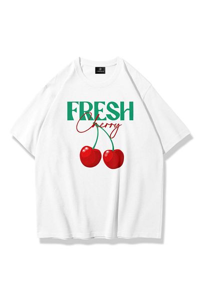 Trendiz Tricou Fresh Cherry de damă alb