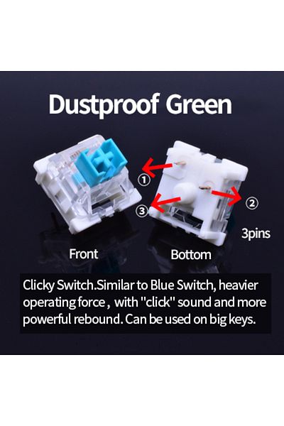 GGBEE 110pcs Dustproof Green Outemu Switch for Keyboard 3Pin Dustproof Linear Tactile Clicky Silent Switch