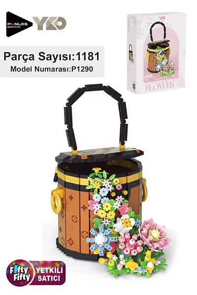Vagonlife Panlos Yko Series Decorative and Collectible Basket Flower Bouquet Model 1181 Piece Construction Set -Ffp1