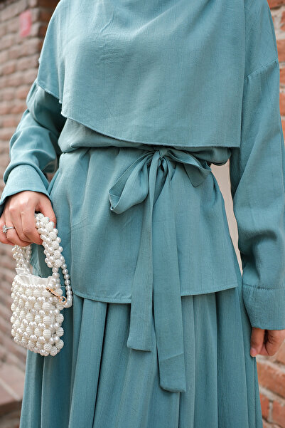 LOCCO Women's Front Piece Detailed Suit Petrol Blue