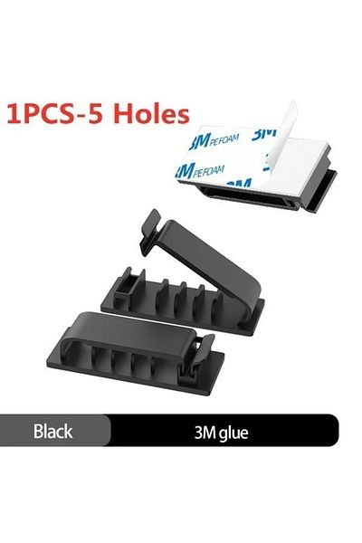 Choice 5 Holes-Black Self-adhesive Cable Organizer Wire Tie Cable Clamp Clips Holder Clamp Management Car G