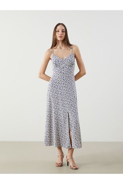 LC Waikiki Blue V-Neck Floral Dress