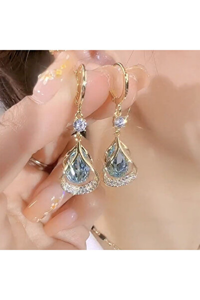 Choice 141-Blue 2PC Women's Fashion Cat Eye Stone Water Drop Niche Design Ear...