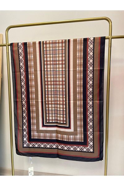 MENESSA Cotton Voile Delux Plaid Pattern Shawl