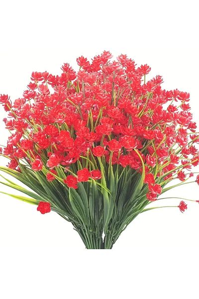 Choice 12bundlesRed 12 Bundles Artificial Flowers,Outdoor UV Resistant Fake Flowers,Premium Oxidation Resis