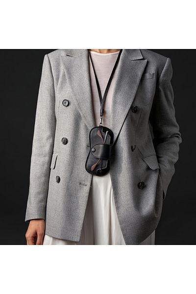 DUTRIEUX black Compact size fashion PU leather glasses case, durable PU glasses bag with neck strap, suitable