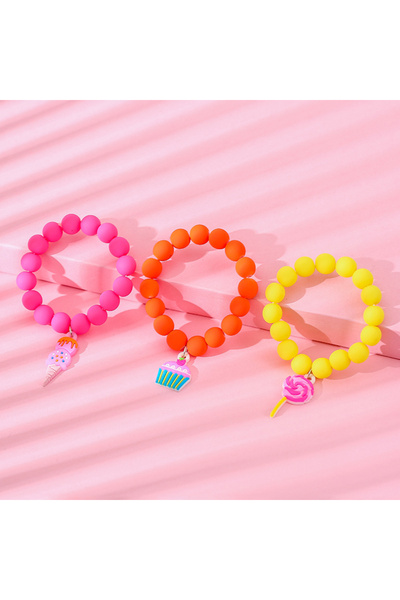 Choice B02-01 3Pcs/set Cute Kawaii Unicorn Rainbow Charm Stretch Candy Color ...