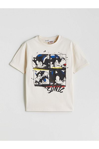 LC Waikiki New Season Crew Neck Sonic Printed Boy's Tisort - S5H140Z4