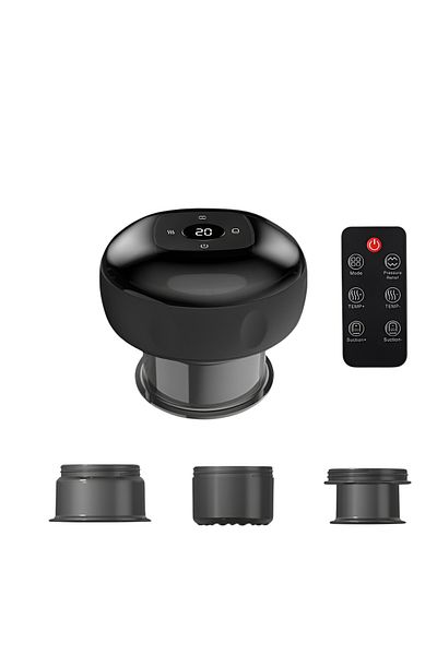 ZEQAS Aparat Masaj Ventuză cu Telecomandă – 12Niveluri Încălzire/Presiune, 3Capete, USB, Negru