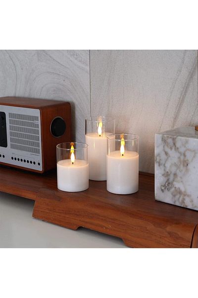 Choice 3pcs-white Led Flameless Candles With Remote Timer Realistic Flickering Flame Acrylic Candle Battery