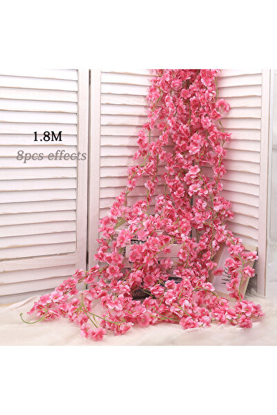 Choice3 زهور ساكورا صناعية باللون الأحمر الوردي، معلقة على شكل إكليل زهور صنا...