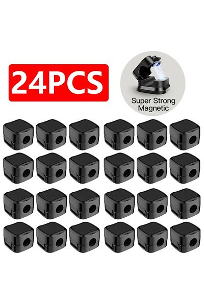 Choice 24PCS Black 24/6PCS Magnetic Cable Organiser Clips Cable Management Wire Manager Cord Holder Chargin