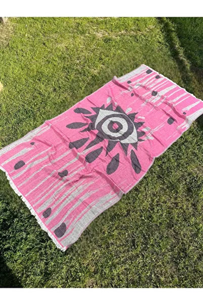 Explore Home , 100% Cotton, Patterned, Muslin, Pareo (85X195 cm) - Pink-Gray