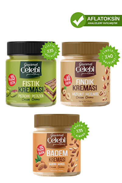 gourmet çelebi Krema Paketi – 3’lü Avantaj - Antep Fıstık Kreması - Fındık Kr...